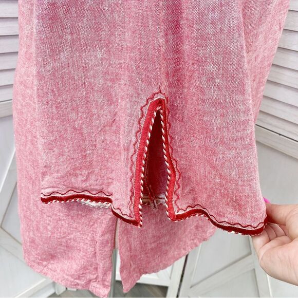 Victoria’s Essentials Linen Chambray Tunic Shirt Red XXL - Picture 6 of 14